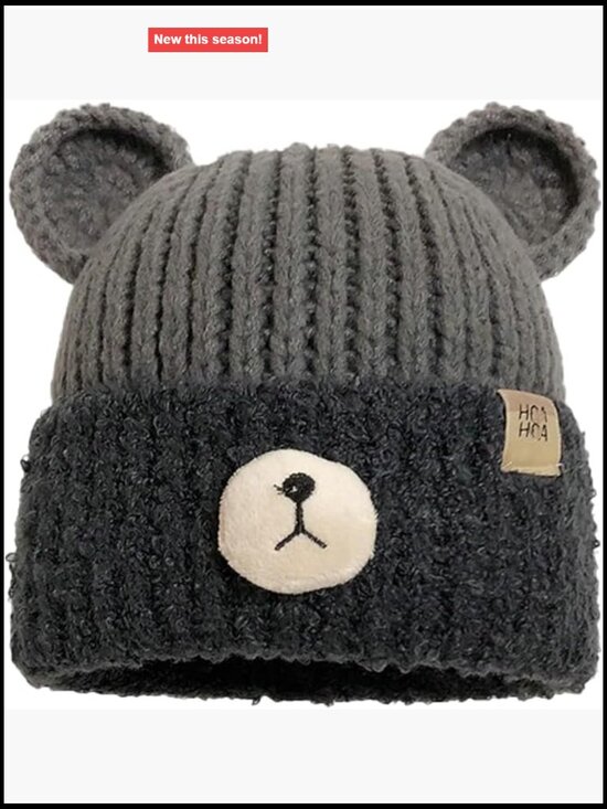 Crochet Y2K Beanie Knit Bear Ear Hat Furry Slouchy Beanies Cute Plush Fuzzy main image 7